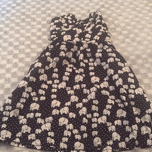 Anthropologie Circ-A-Line elephant strapless dress Black & White No Belt Size 8 - Picture 2 of 8